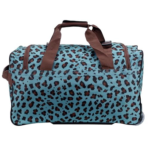 ROCKLAND ROLLING DUFFEL BAG SIZE: 22" - BLUE/LEOPARD - Brand New