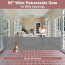 KISKIZ 85" Retractable Baby Gate w/Mesh Wide Open Space - Gray - Like New