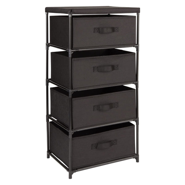 JUVALE 4-TIER TALL CLOSET DRESSER WITH DRAWERS CLOTHES ORGANIZER SMALL - BLACK - Brand New