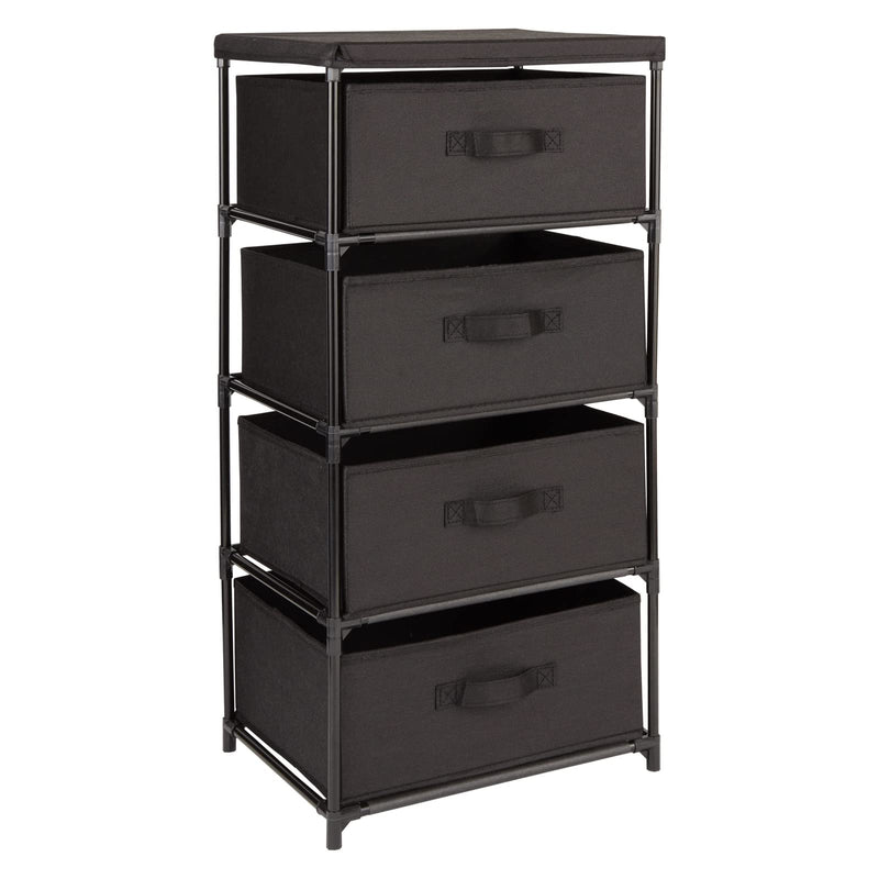 JUVALE 4-TIER TALL CLOSET DRESSER WITH DRAWERS CLOTHES ORGANIZER SMALL - BLACK - Brand New