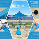 PETNOZ BEACH TENT CANOPY SUN SHADE UPF50+, EASY POP UP 10×10 FT 4 POLE - BLUE - Like New