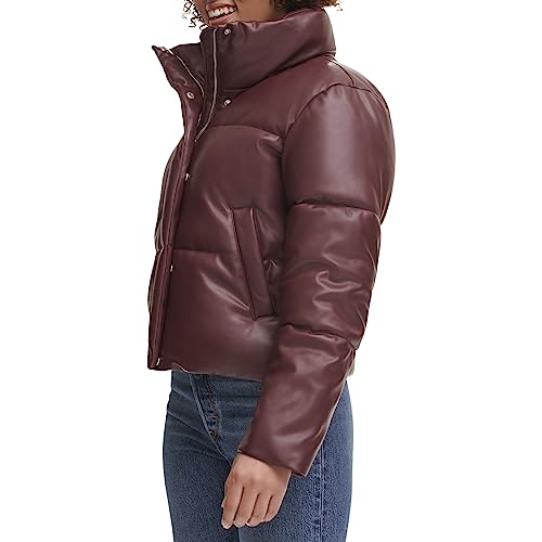 LW2RU483 LEVI'S WOMENS LEVI'S WOMEN'S VEGAN LEATHER QUILTED SHORTY PUFFER - Brand New