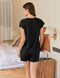 EKOUAER COTTON PAJAMAS FOR WOMEN SHORT SLEEVE PJS LOUNGE SLEEPWEAR - BLACK - XL - Brand New