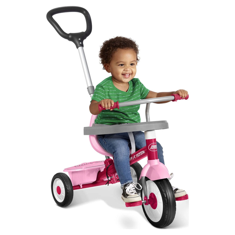RADIO FLYER 3-IN-1 STROLL 'N TRIKE 3 STAGES TRICYCLE ADJUSTABLE SEAT - PINK - Like New