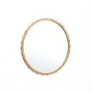 LuxenHome 31.5" Round Rubberwood Scalloped Frame Wall Mirror - Oak - Brand New