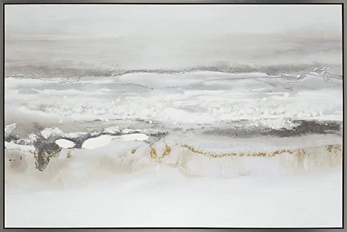 Ashley Wrenleigh 70 x 47 Painted Abstract Wall Art Gray and Beige A8000320 - Brand New