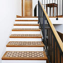 House Home Set 15 Attachable Carpet Stair Treads Moroccan Trellis Lattice Brown - Brand New