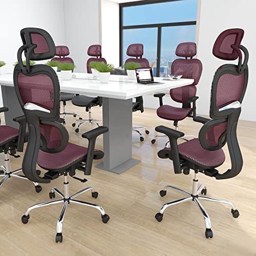 AFO ERGONOMIC OFFICE CHAIR HIGH BACK MESH OFFICE CHAIR 3D ARMRESTS HEADREST RED - Like New