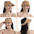 SUN CUBE WOMEN SUN VISOR HAT STRAW BEACH HAT WIDE BRIM UV PROTECTION BROWN - Like New