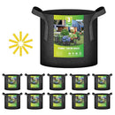 IPOWER 10 PACK 3 GALLON PLANT BAGS HEAVY DUTY THICKENED NONWOVEN - BLACK - Like New