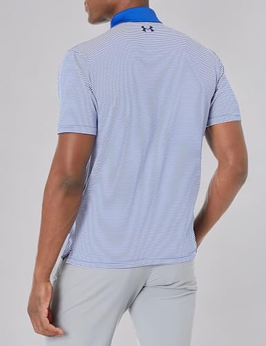 1361823 Under Armour Men's Performance Stripe Golf Polo Royal/White Small - Brand New
