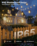 BRIGHTOWN 52FT SOLAR STRING LIGHTS OUTDOOR, 15+2 LED BULBS - BLACK - Like New