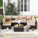 HOMREST CUSHIONS FOR OUTDOOR FURNITURE,6 SEAT RATTAN WICKER SECTIONAL - KHAKI - Like New