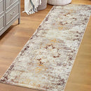 Superior Vintage Medallion Washable Runner Rug Cotton Backing, 2' 7" x 8',Cream - Like New