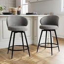 MASLIER BAR STOOLS SET OF 2, 360° SWIVEL BREATHABLE FABRIC - GRAY - Like New