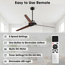 VACZON 70" INDUSTRIAL BLACK 3 WOOD BLADES DIMMABLE LED LARGE CEILING FAN - BLACK - Like New