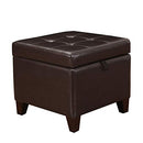 Adeco 18" Square Storage Ottoman Faux Leather Footrest with Flip Top B08JYP1NC4 - Brand New