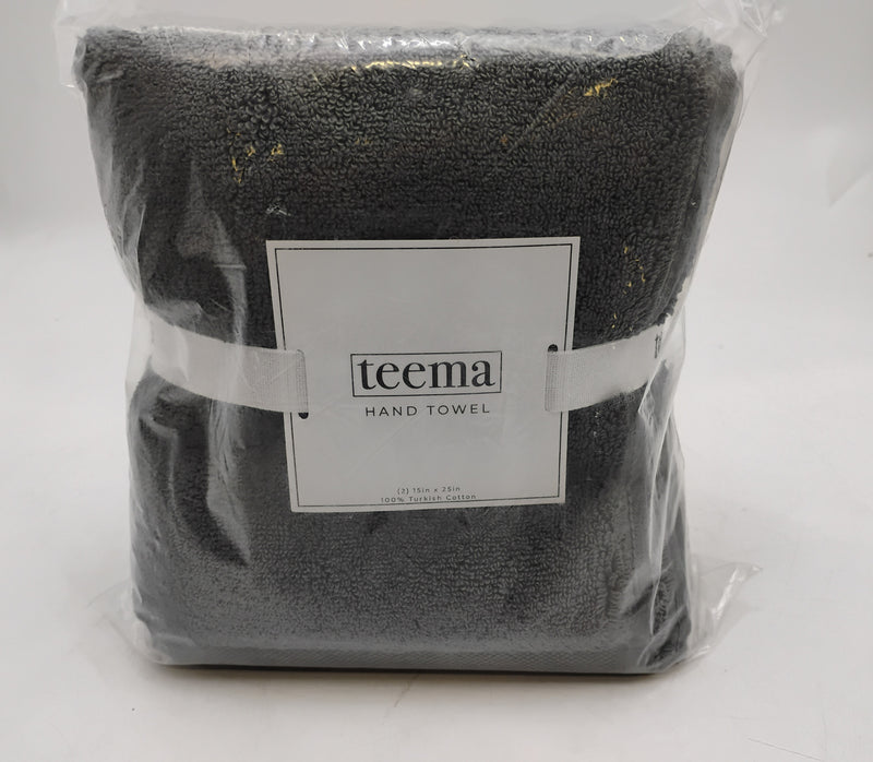 TEEMA LUXE BATH TOWELS (2 PIECE) 15 IN X 25IN HAND TOWEL - CHARCOAL - Like New