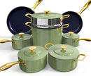 NUWAVE LUX LE 13-PC COOKWARE SET ELEGANT GOLD HANDLE DIAMOND INFUSED 31915CWT - Like New