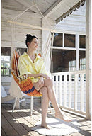 Y STOP Hammock Chair Hanging Rope Swing Max 330 Lbs Padded Cotton Weave Orange - Like New