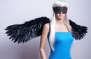 FashionWings (TM Adults Black Wide Spread Costume Feather Angel Wings Halo Mask - Brand New