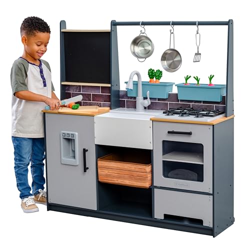 KIDKRAFT WOODEN FARM TO TABLE PLAY KITCHEN ES KRAFT ASSEMBLY LIGHTS - WHITE - Like New