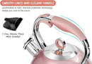 HIHUOS 3.17QT Whistling Tea Pots for Stove Top Sleek 18/8 Stainless Steel - Pink - Like New