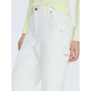 FREE ASSEMBLY CROPPED STRAIGHT LEG UTILITY JEANS - SIZE: WOMEN L - VANILLA CREAM - Brand New
