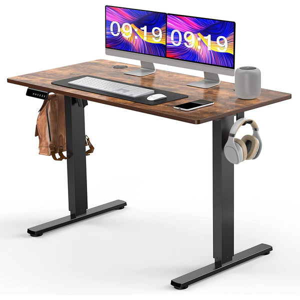 SMUG Standing Desk 48 x 24 Electric Height Adjustable Home Office - Rustic Brown - Like New