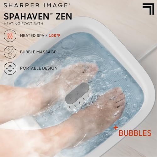Sharper Image SpaHaven Zen Heating Foot Bath Splash Guard Control White - Like New