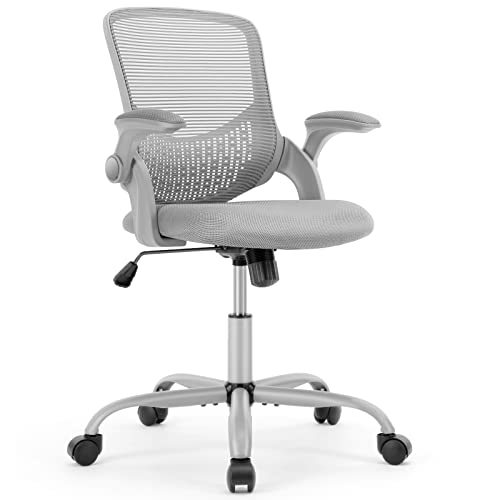 OLIXIS Wheels Ergonomic Home Office Flip-up Arms and Lumbar Support - Grey - Like New