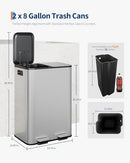 PRECISIONAUTO DUAL 'N' CAN STEP-ON GARBAGE bin SOFT-CLOSE LID PHK-33UVUTRT - Brand New