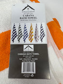 NOBLE HOUSE CABANA BATH TOWEL, 80/20 COTTON, 36X66 - ORANGE WHITE - Brand New