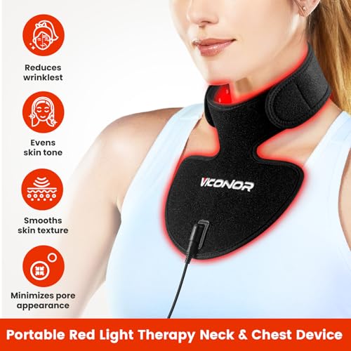 VICONOR RED LIGHT NECK AND CHEST DEVICE 660NM & 850NM LIGHT THERAPY - BLACK - Like New