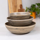 LEXA BAMBOO 3-PIECE BOWL SET 12, 10 & 8 INCH NATURAL BAMBOO BOWLS BLACK - Like New