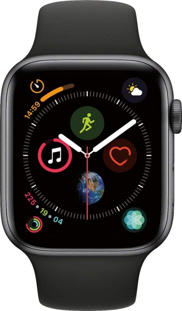 APPLE WATCH SERIES 4 GPS 44MM SPACE GREY ALUMINUM CASE BLACK BAND MU6D2LL/A - Like New