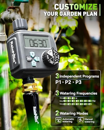 RAINPOINT SPRINKLER TIMER WITH 3 INDEPENDENT PROGRAMS HOSE TIMER IT517P - Green - Like New