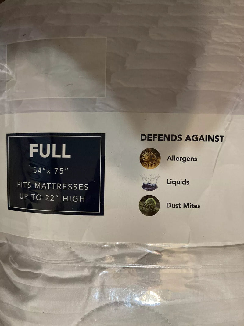 CLASSIC BRANDS DEFEND-A-BED DELUXE QUILTED MATTRESS PROTECTOR FULL - WHITE - Brand New