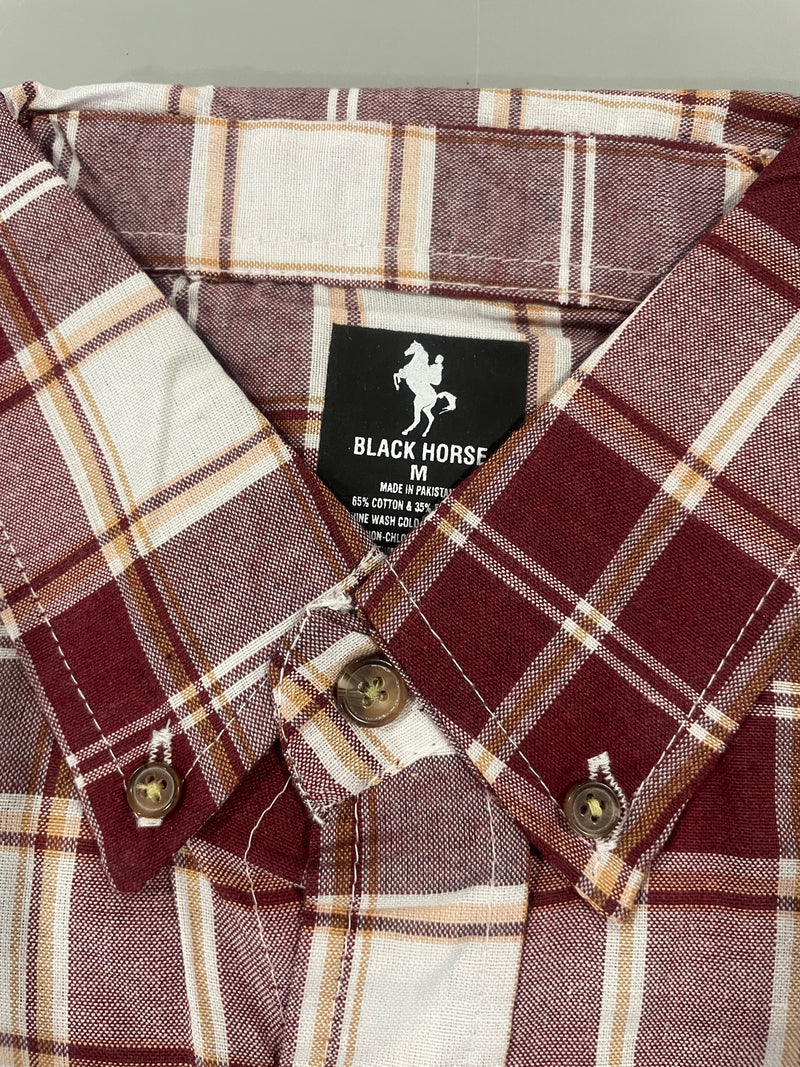 BLACK HORSE WOVEN PLAID SHIRT - MENS M - RED/WHITE/YELLOW - Brand New