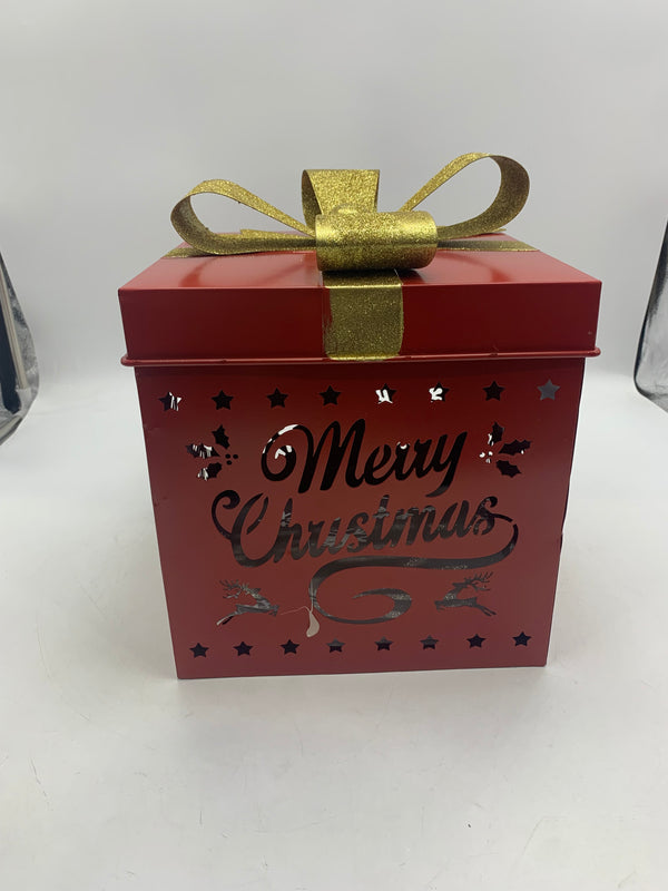 MERRY CHRISTMAS GIFT BOX WITH LID - RED - Like New
