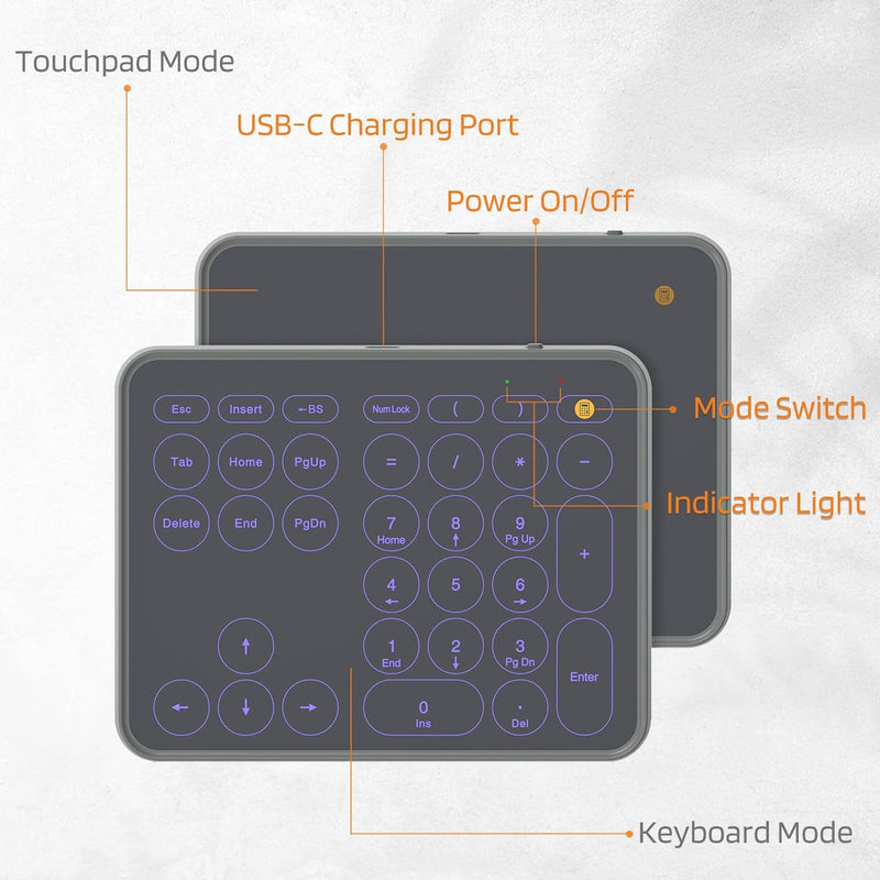 LTC Wired/Wireless Bluetooth Trackpad & Numpad NT-33M Like New