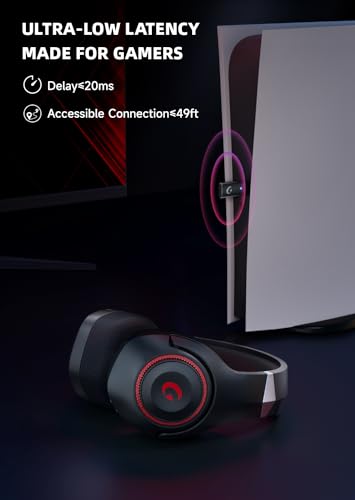 KAPEYDESI WIRELESS GAMING HEADSET WITH MIC 40H BATTERY LIFE BLACK/RED Like New