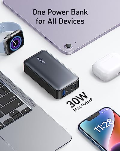 ANKER POWER BANK PORTABLE CHARGER WIRED PD 30W, 10,000MAH, A1256 - PURPLE - Like New