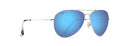 MAUI JIM MEN'S AND WOMEN'S MAVERICKS POLARIZED AVIATOR SUNGLASSES SILVER/BLUE - Like New