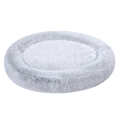 AMAZON BASICS DONUT PET BOLSTER FAUX FUR BED FOR DOG 45" X 45" - GRAY - Like New