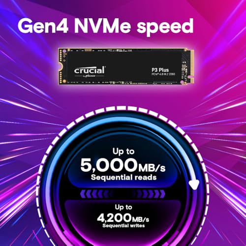 CRUCIAL P3 PLUS 1TB PCIE GEN4 3D NAND NVME M.2 SSD, UP TO 5000MB, CT1000P3P SSD - Like New