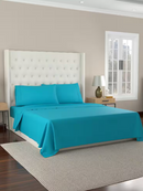 KATHY IRELAND 300 THREAD COUNT 4-PIECE AQUA SOLID PERCALE QUEEN SET - AQUA - Brand New