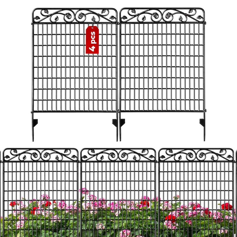 Idzo 4 Pack Decorative Garden Fence Border 36in(L) x44in(H) Animal Barrier Dogs - Like New