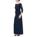 SL FASHIONS WOMEN' S.L. FASHIONS LONG RUCHED WAIST REG PLUS PETITE 10P - NAVY - Brand New
