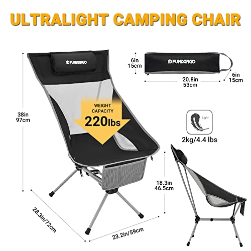 FUNDANGO High Back Camping Chair for Adults Portable Ultralight Folding Camp - Like New